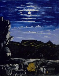 Арсенальская гора ночью. Нико Пиросмани (Пиросманашвили). Живопись, 1908